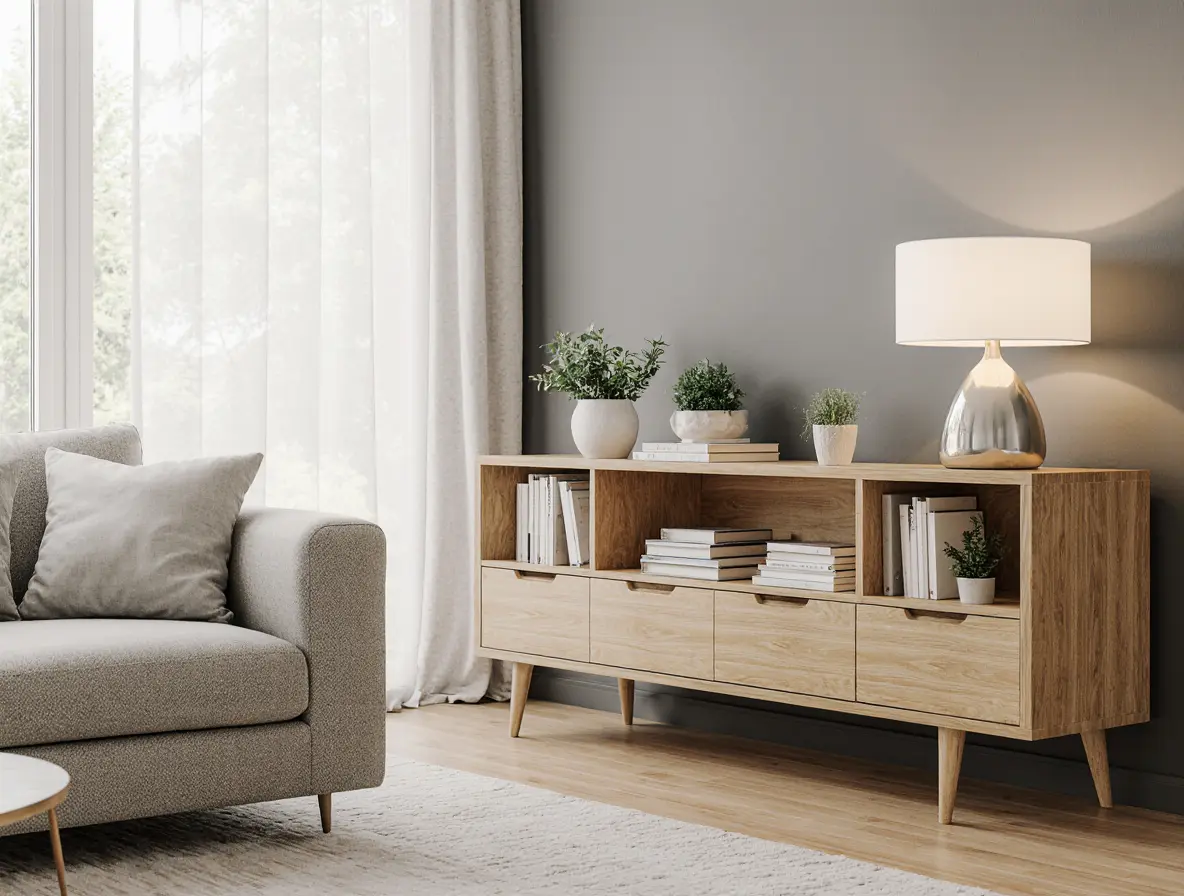 behind sofa table